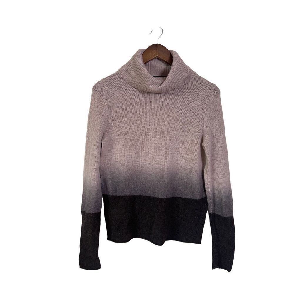 360 Cashmere Gray and Black Ombre Turtleneck Sweater